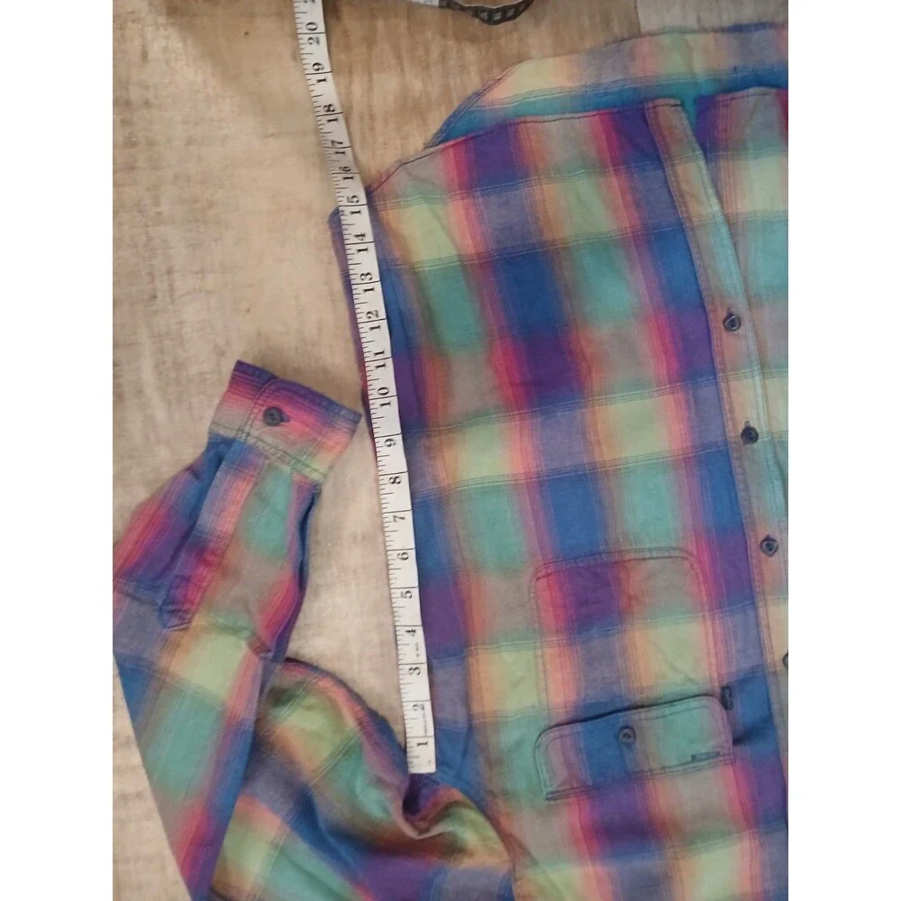Vintage Levi's Rainbow Plaid Flannel Long Sleeve Button Up Shirt Size Mens Large